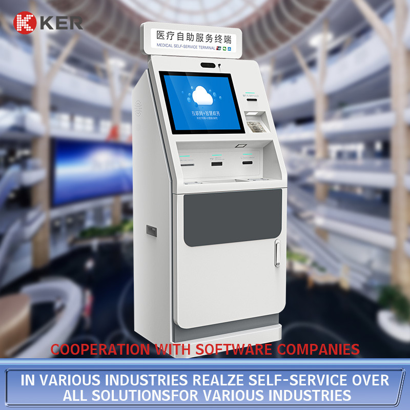 Aktueller Firmenfall über Touch Screen industrielle PC-Selbstbedienungs-Kiosk-Stand-wechselwirkende Informations-Multifunktionsselbstservice-Druck-Anschluss